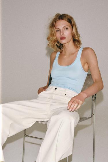 Zara Топ из тонкого трикотажа без рукавов