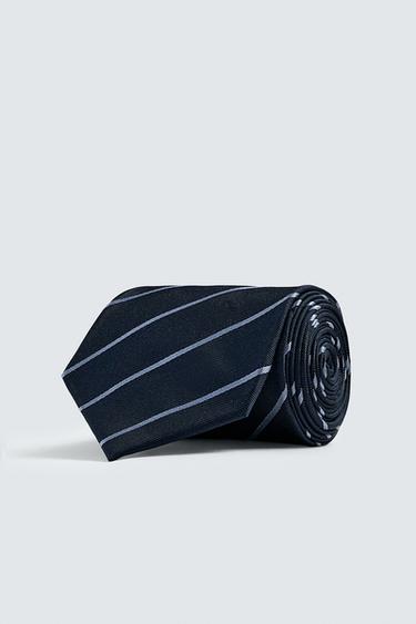Zara Галстук из 100% шелка в полоску