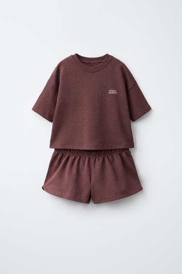 Zara Комплект из футболки и шортов из интерлока