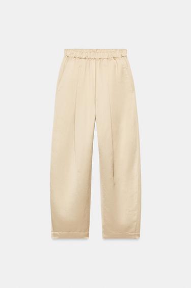 Zara Атласные брюки-бочки — ZW COLLECTION