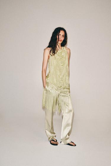 Zara Брюки прямого кроя из смесового льна — ZW COLLECTION