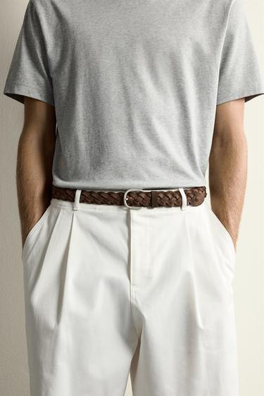 Плетеный кожаный ремень с вощеным эффектом