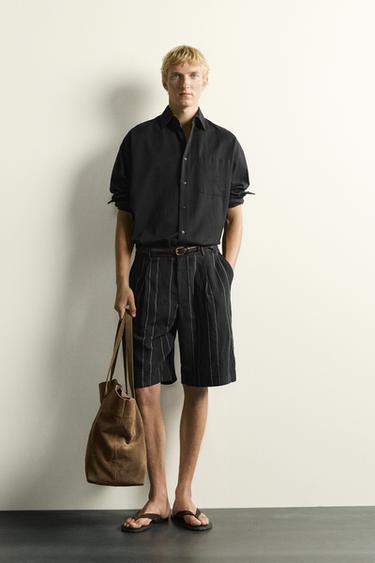 Шорты Relaxed Fit в полоску со складками- Заказать в России