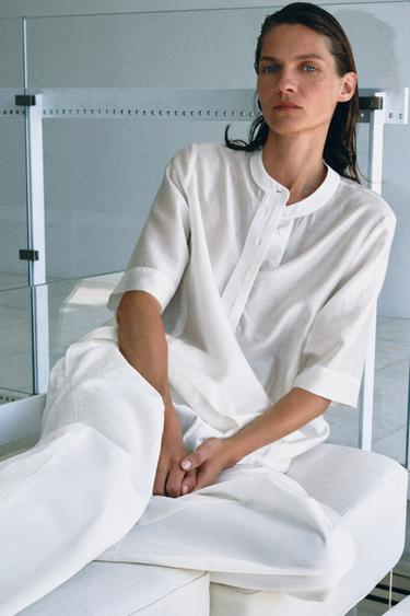 Zara Струящаяся блуза с короткими рукавами — коллекция ZARA «ZW»