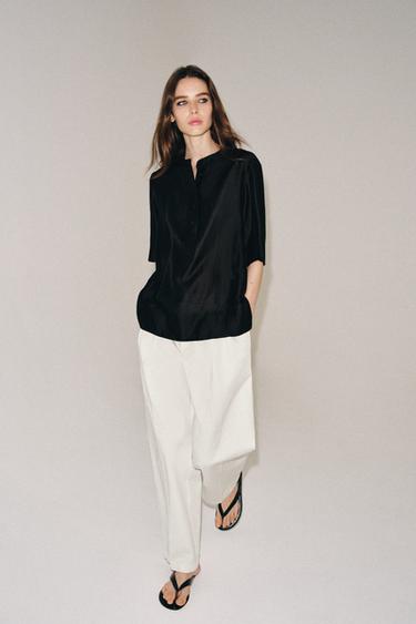 Zara Струящаяся блуза с короткими рукавами — коллекция ZARA «ZW»