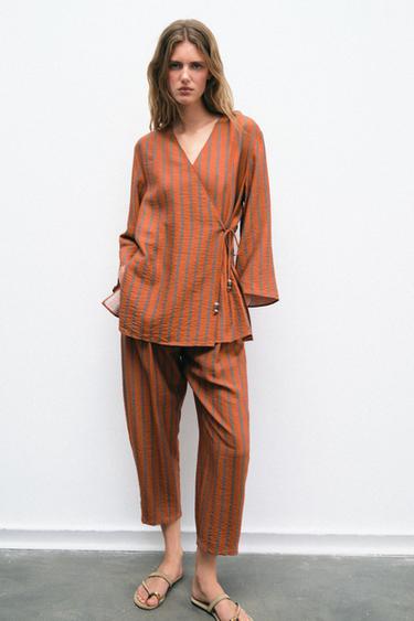 Zara Кардиган в полоску на запáхе