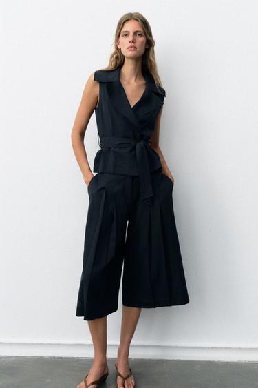 Zara Удлиненные льняные шорты
