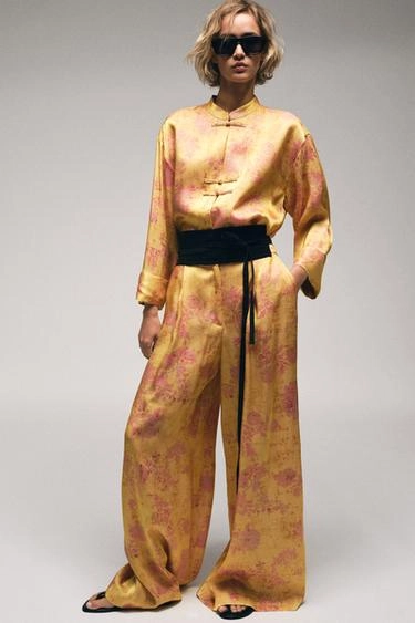 Брюки-палаццо с цветочным принтом- Заказать в России