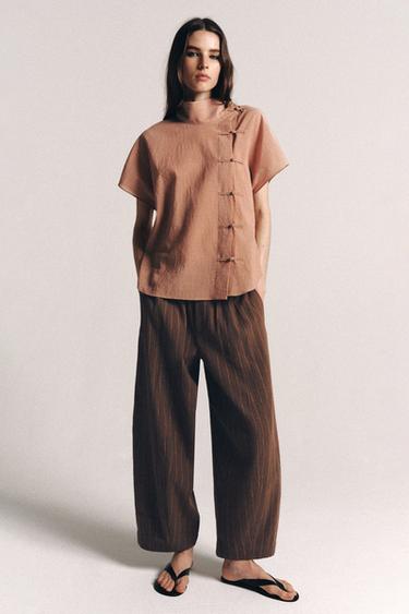 Zara Брюки в полоску из льна — коллекция ZARA «ZW»