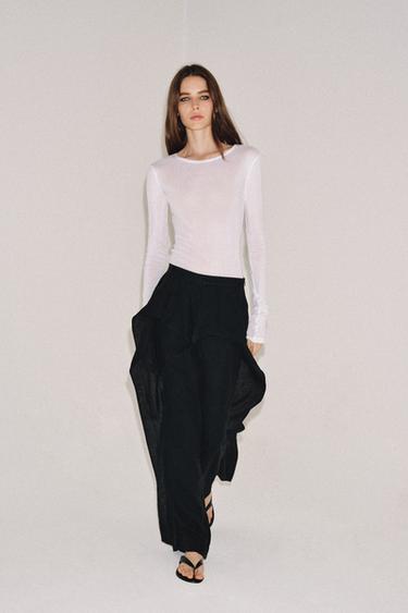 Zara Брюки с оборками из 100% льна — коллекция ZARA «ZW»