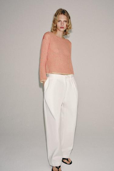 Zara Свитер в полоску из тонкого трикотажа со лном
