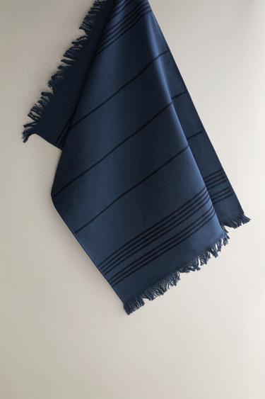 Zara Хлопковое махровое полотенце в полоску