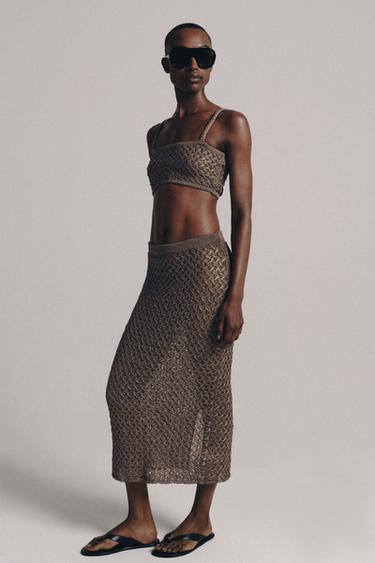 Zara Укороченный топ с текстурной вязкой