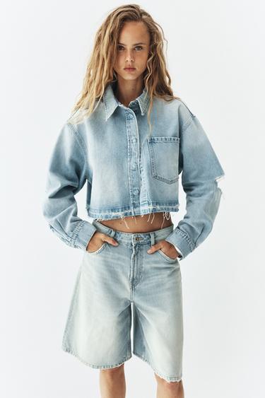Zara Укороченная джинсовая куртка-рубашка TRF