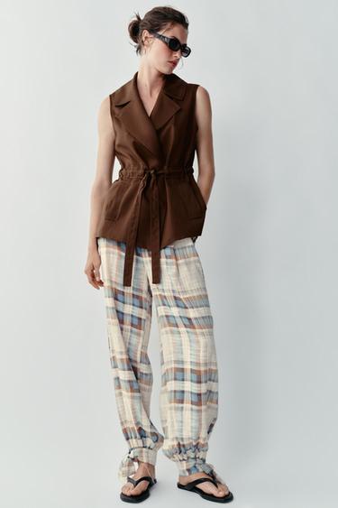 Zara Льняной жилет с поясом