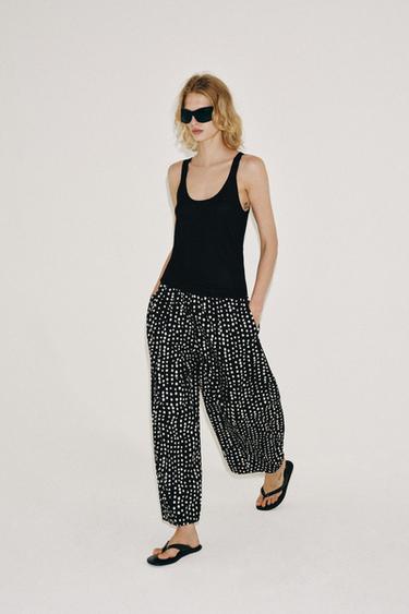 Zara Брюки в пижамном стиле в горошек — коллекция ZARA «ZW» купить с доставкой.