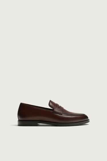 Zara Кожаные лоферы с планкой