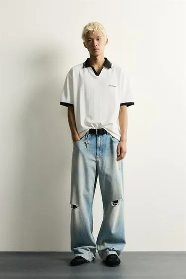 Поло Relaxed Fit с вышитой надписью