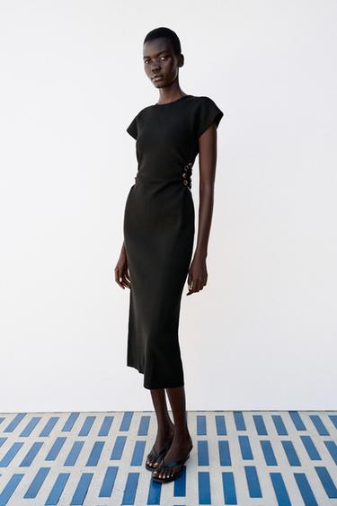 Zara Трикотажное платье с вырезами и декором