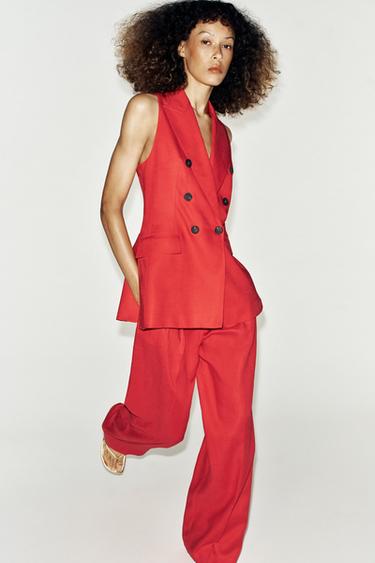 Zara Льняной двубортный жилет