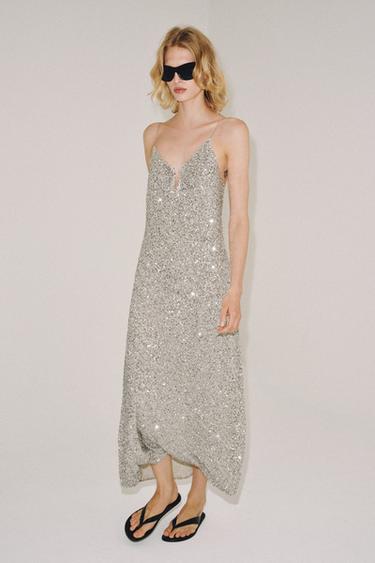 Zara Платье миди с пайетками — коллекция ZARA «ZW»