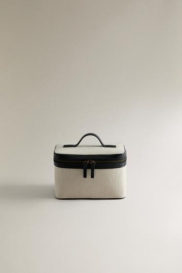 Zara Жёсткая косметичка из холста и кожи