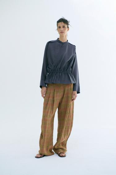 Zara Брюки в клетку из льна — коллекция ZARA «ZW»
