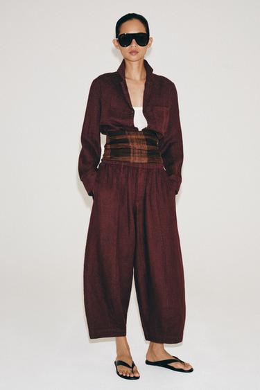 Zara Брюки баррел из 100% льна — коллекция ZARA «ZW»
