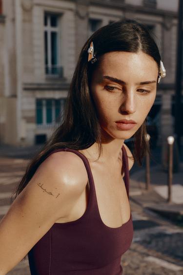 Zara Набор из 4 металлических заколок с жемчугом и стразами