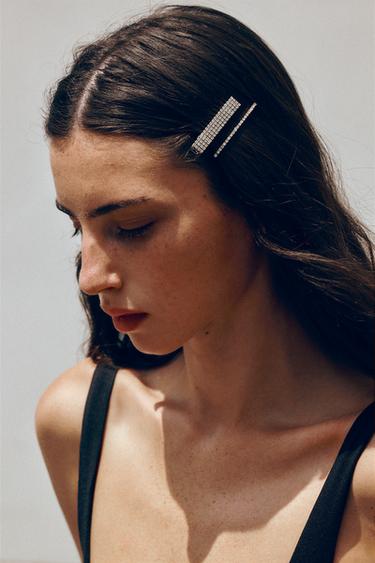 Zara Набор из 4 металлических заколок с камнями