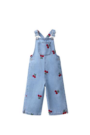 Zara Джинсовый комбинезон с вышивкой вишен на полную длину купить с доставкой.