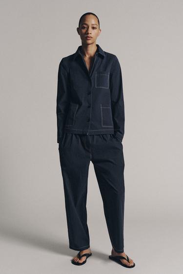 Zara Рубашка с контрастной прострочкой из коллекции ZW