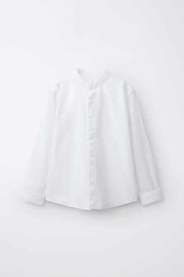 Zara Рубашка из рельефной ткани с воротником-стойкой