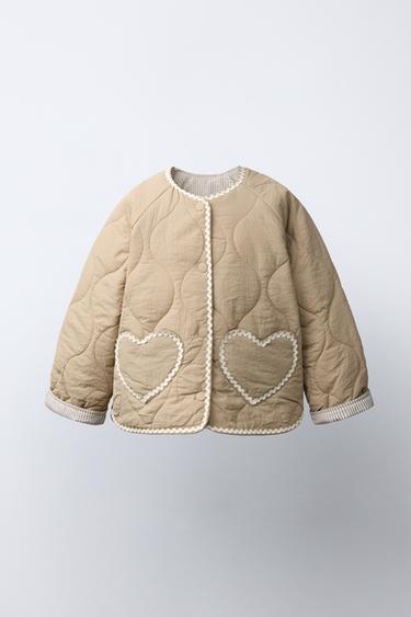 Zara Стеганая куртка с сердечками