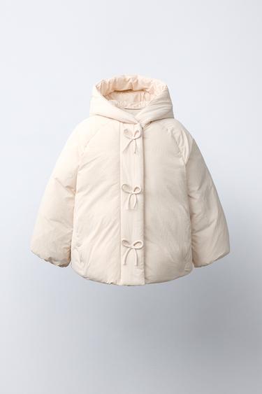 Zara Стеганое пальто  с бантиками