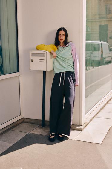 Zara Трехцветная футболка из хлопка и льна