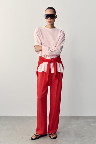 Zara Комбинированная футболка с длинными рукавами