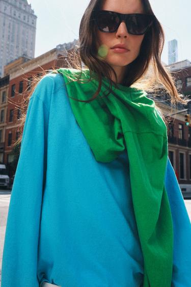 Zara Футболка из хлопка и льна