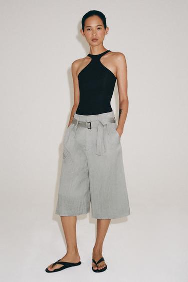 Zara Хлопковый топ халтер купить с доставкой.