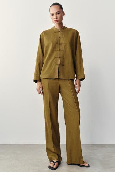 Zara Брюки прямого кроя из льна