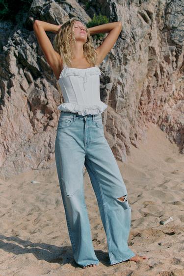 Zara Корсетный топ с воланами