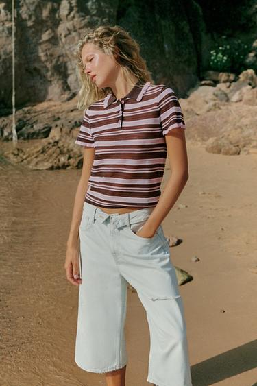 Zara Трикотажное поло в полоску