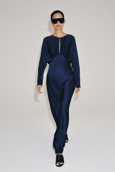 Длинное атласное платье коллекция Zara «Zw»- Заказать в России