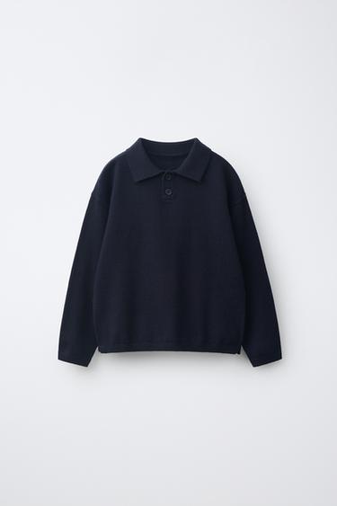 Zara Вязаное поло с длинными рукавами