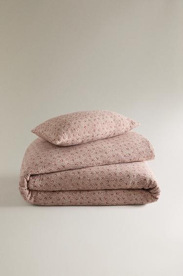 Zara Покрывало из хлопка и льна с принтом ветвей