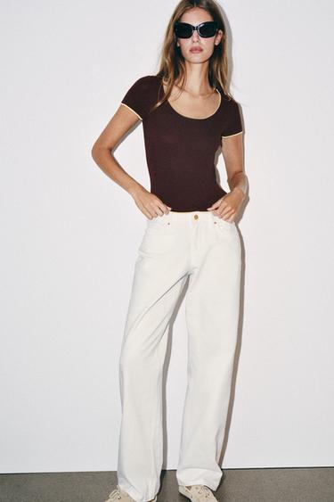 Zara Топ с контрастной отделкой купить с доставкой.