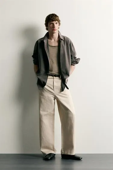 Брюки Relaxed Fit из хлопка и льна