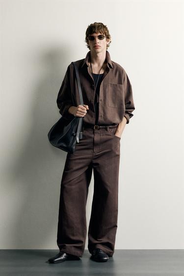 Брюки Relaxed Fit из хлопка и льна