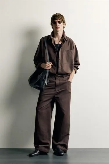Брюки Relaxed Fit из хлопка и льна