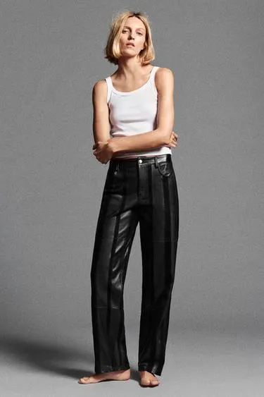 Полосатые брюки из 100% кожи zw collection